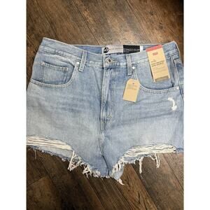 Levis WOMANS Mom Silver Tab High Waisted Pockets Jean Shorty Shorts SIZE 32 NWT